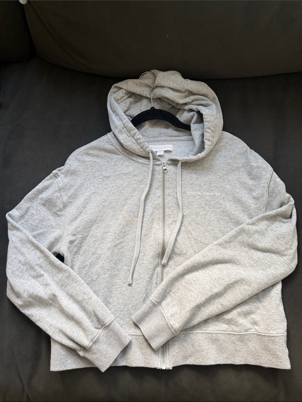 Spiritual Gangster Light Gray Full-Zip Hoodie S